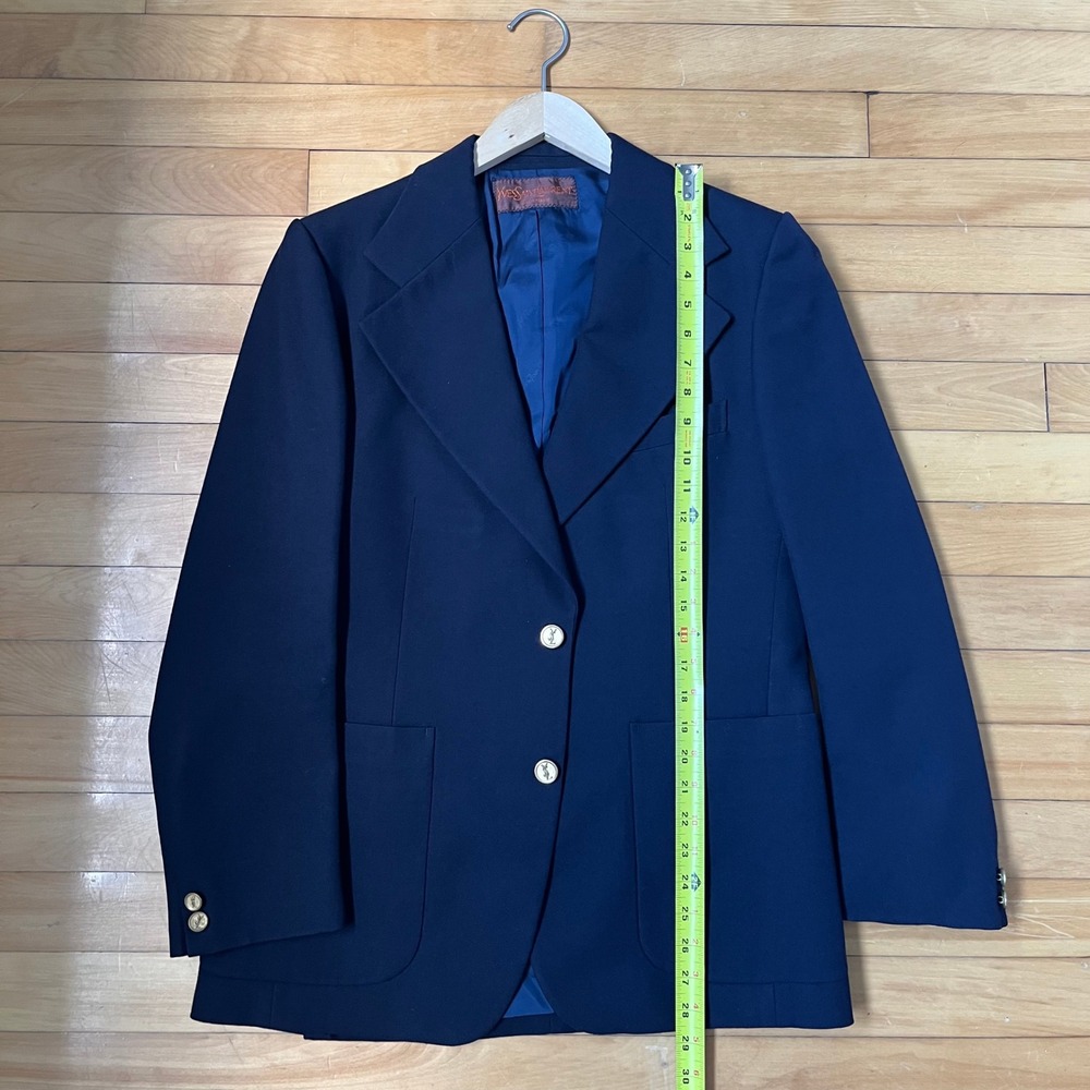 Vintage Yves Saint Laurent Navy Blue Blazer Gold YSL Monogram Buttons France - Picture 13 of 16